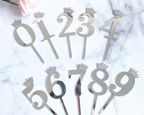 Silver Number Cake Topper